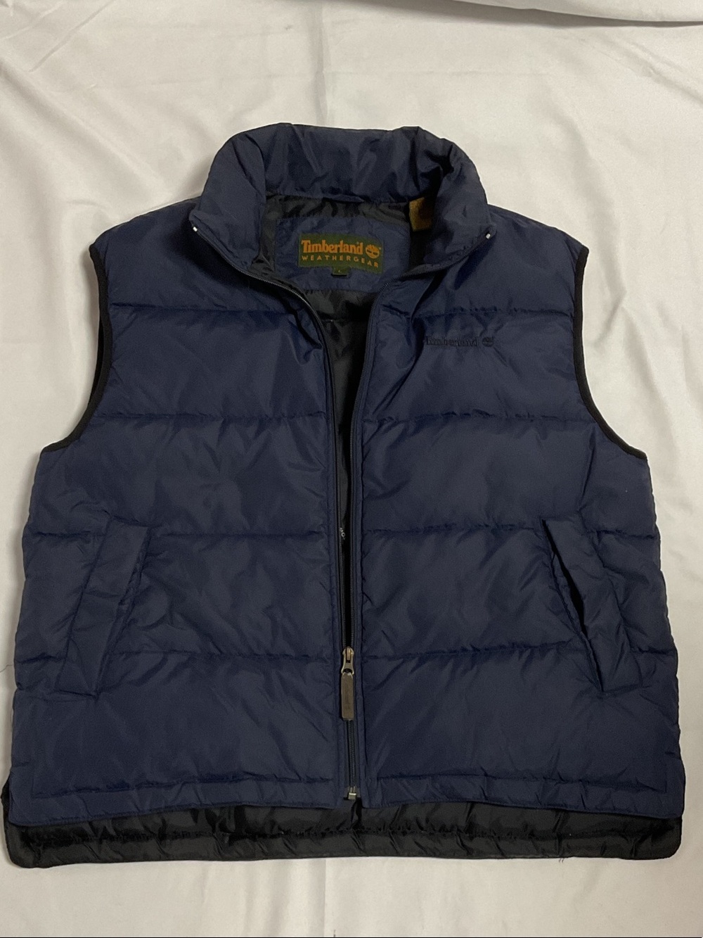 Timberland Navy Quilted Puffer Vest with Stand Collar - Picture 3 of 13